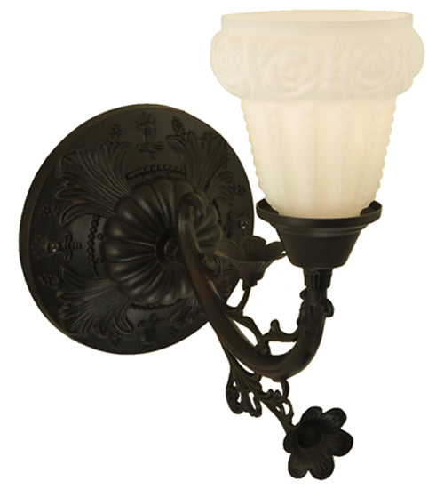 7" Wide White Puffy Rose Wall Sconce