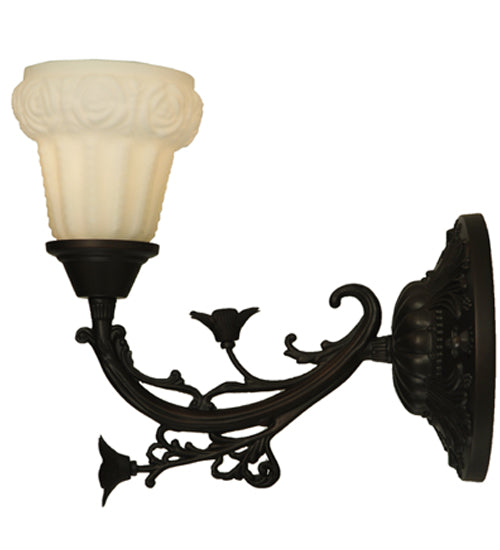 7" Wide White Puffy Rose Wall Sconce