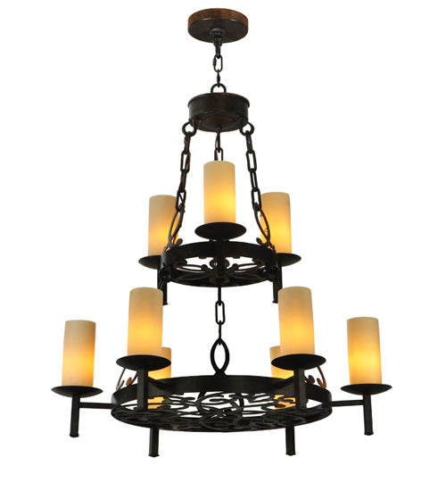 33" Wide Newcastle 9 Light Two Tier Chandelier