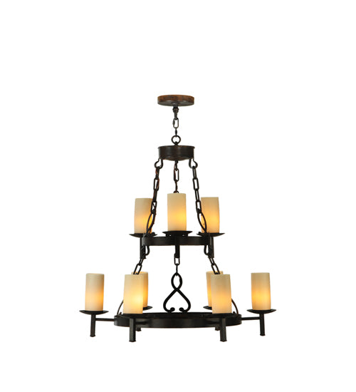 33" Wide Newcastle 9 Light Two Tier Chandelier