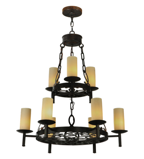 33" Wide Newcastle 9 Light Two Tier Chandelier