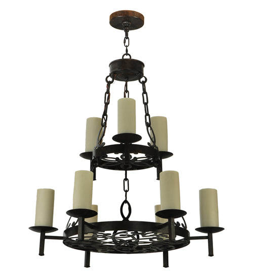 33" Wide Newcastle 9 Light Two Tier Chandelier