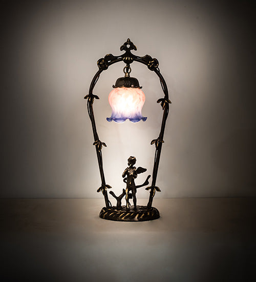 19" High Pink/Blue Cherub With Violin Mini Lamp