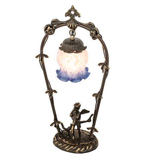 19" High Pink/Blue Cherub With Violin Mini Lamp