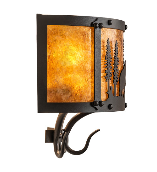 13.5" Wide Wildlife At Pine Lake Wall Sconce