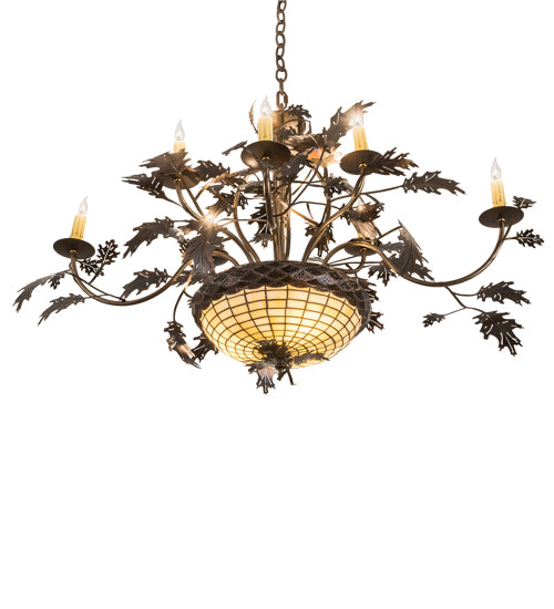 42" Wide Greenbriar Oak 8 Arm Chandelier