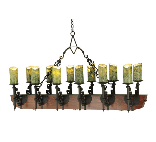 60" Long Tudor Jadestone LED Chandelier