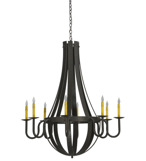 42"W Barrel Stave Metallo 8 Lt Chandelier