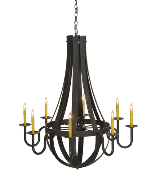 42"W Barrel Stave Metallo 8 Lt Chandelier