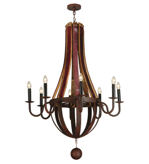 43"W Barrel Stave Metallo 8 Lt Chandelier