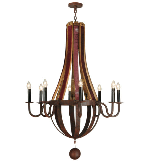 43"W Barrel Stave Metallo 8 Lt Chandelier