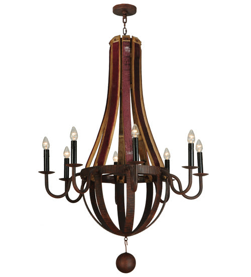 43"W Barrel Stave Metallo 8 Lt Chandelier