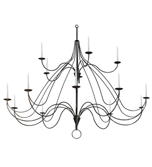 96"W Polonaise 15 Candles Two Tier Chandelier