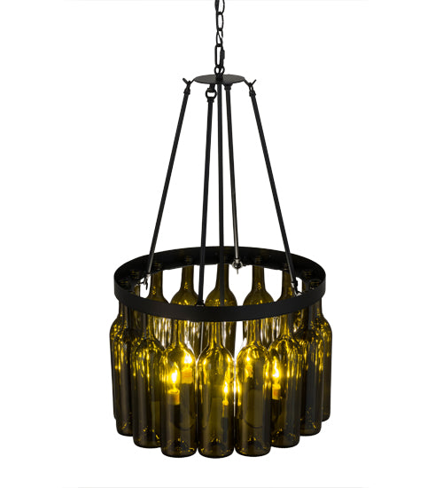 17"W Tuscan Vineyard Estate 16 Wine Bottle Chandelier