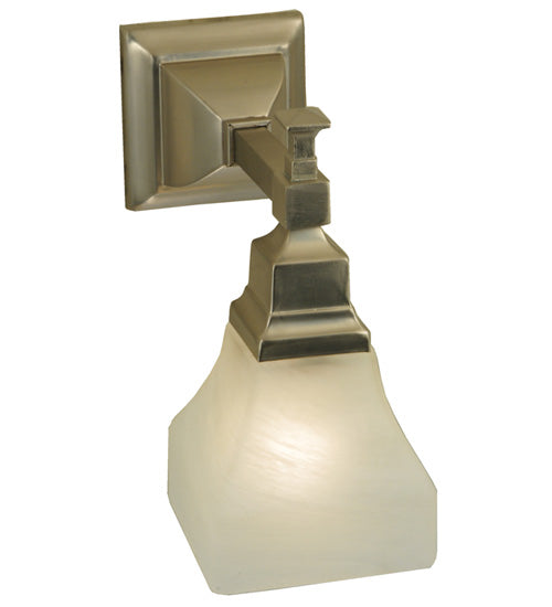 5"W Bungalow White Alabaster Swirl Wall Sconce