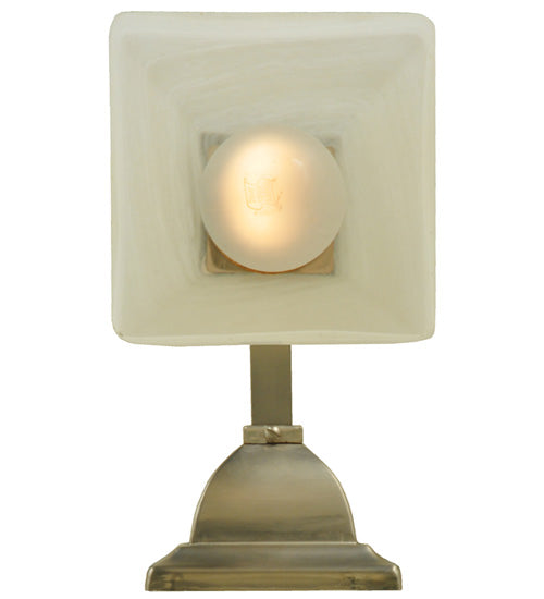 5"W Bungalow White Alabaster Swirl Wall Sconce