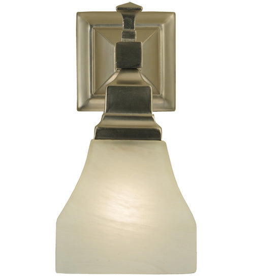 5"W Bungalow White Alabaster Swirl Wall Sconce