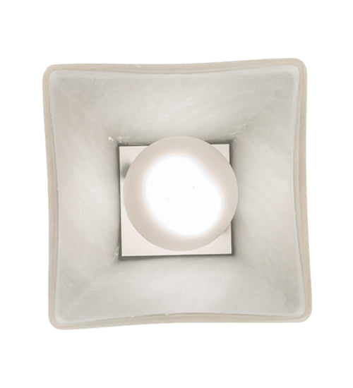 5" Square Bungalow White Alabaster Swirl Flushmount