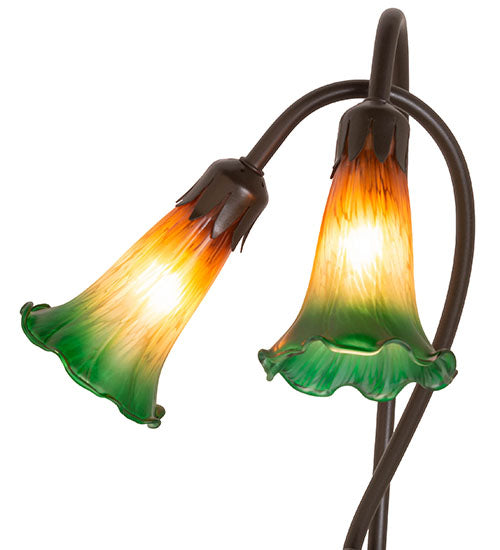 16" High Amber/Green Pond Lily 2 Lt Accent Lamp