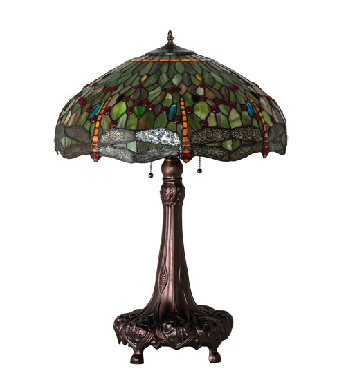 31" High Tiffany Hanginghead Dragonfly Table Lamp