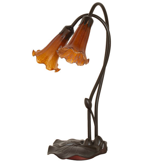 16" High Amber Tiffany Pond Lily 2 Lt Accent Lamp