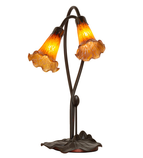 16" High Amber Tiffany Pond Lily 2 Lt Accent Lamp