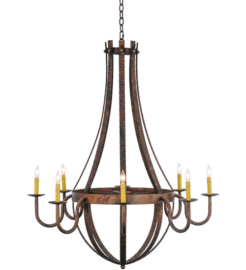 42" Wide Barrel Stave Madera 8 Lt Chandelier