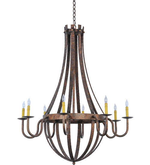 42" Wide Barrel Stave Madera 8 Lt Chandelier