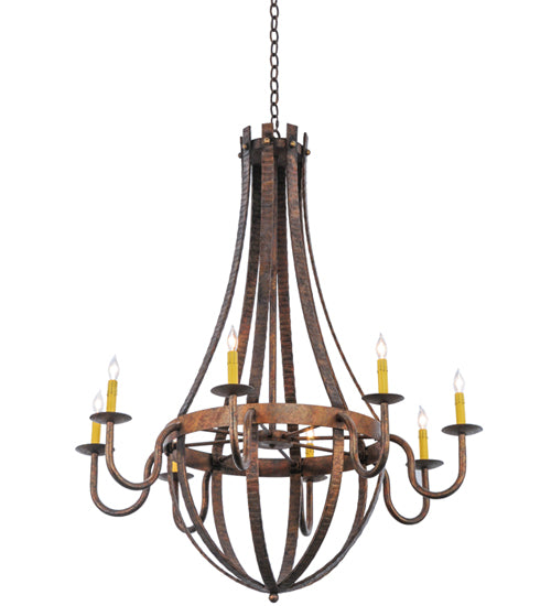 42" Wide Barrel Stave Madera 8 Lt Chandelier