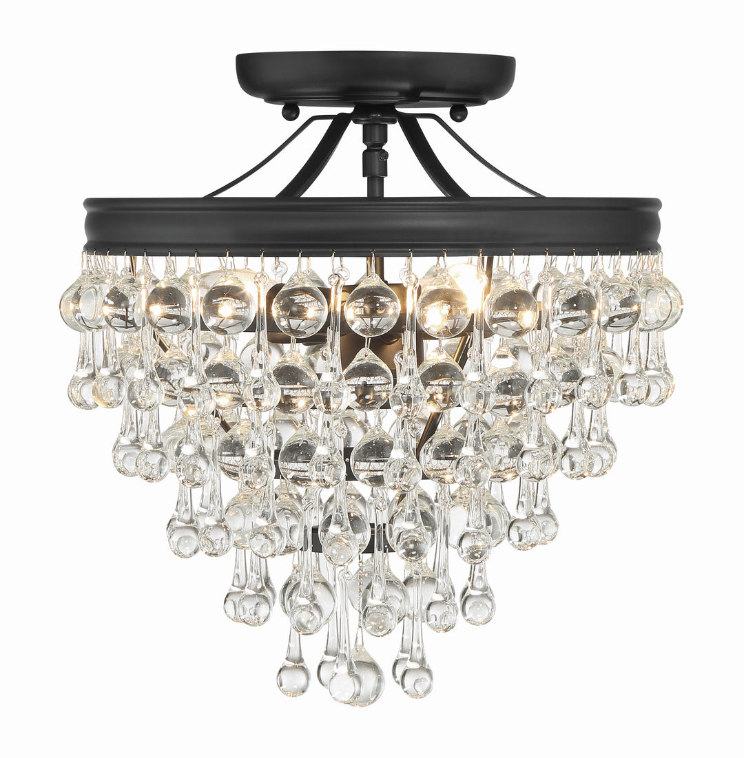 Crystorama Calypso 3 Light Matte Black Semi Flush Mount