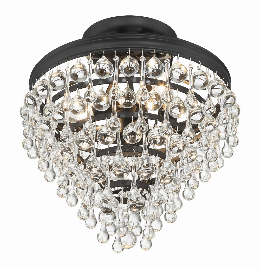 Crystorama Calypso 3 Light Matte Black Semi Flush Mount