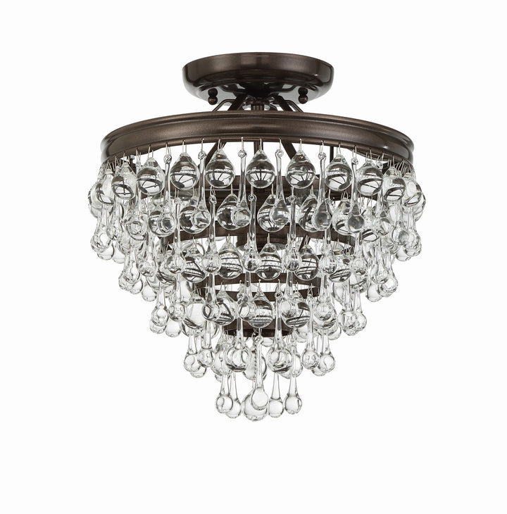 Crystorama Calypso 3 Light Matte Black Semi Flush Mount