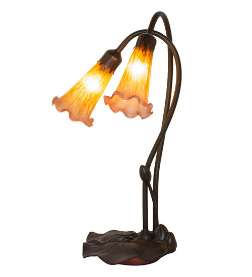 16" High Amber/Purple Pond Lily 2 Lt Table Lamp