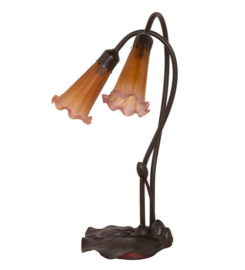 16" High Amber/Purple Pond Lily 2 Lt Table Lamp