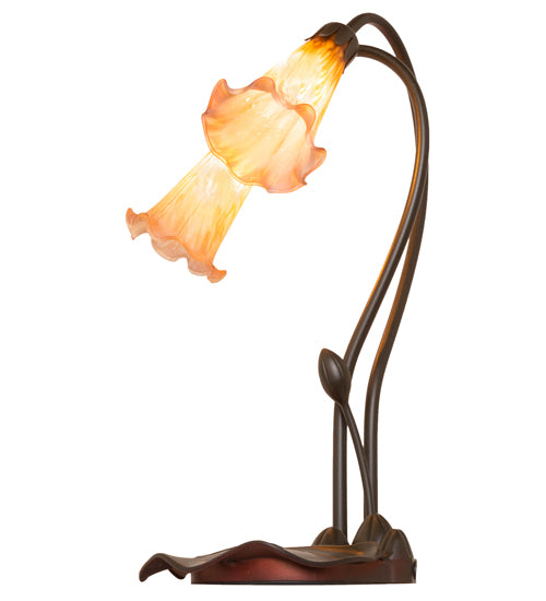 16" High Amber/Purple Pond Lily 2 Lt Table Lamp