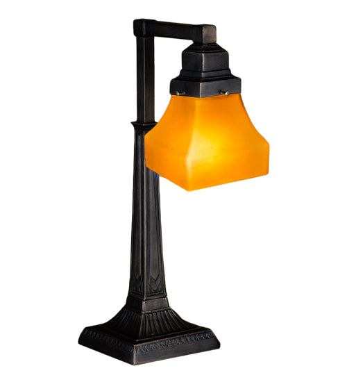 20" High Bungalow Frosted Amber Desk Lamp