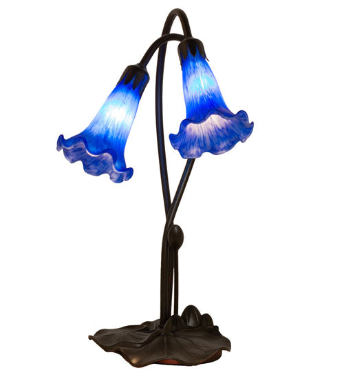 16" High Blue Pond Lily 2 Lt Accent Lamp