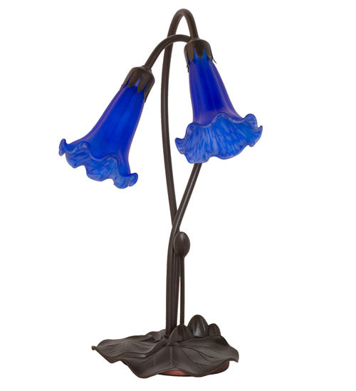 16" High Blue Pond Lily 2 Lt Accent Lamp