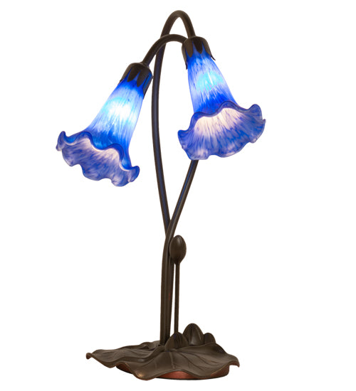 16" High Blue Pond Lily 2 Lt Accent Lamp