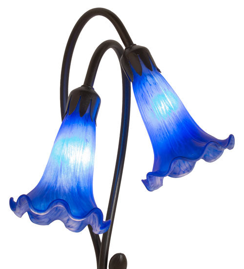 16" High Blue Pond Lily 2 Lt Accent Lamp