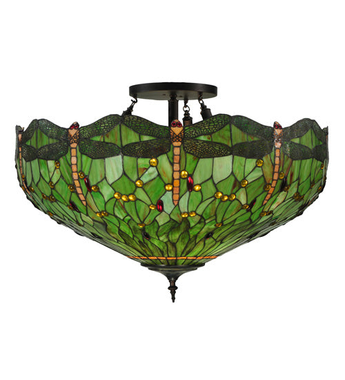 38"W Tiffany Hanginghead Dragonfly Flushmount