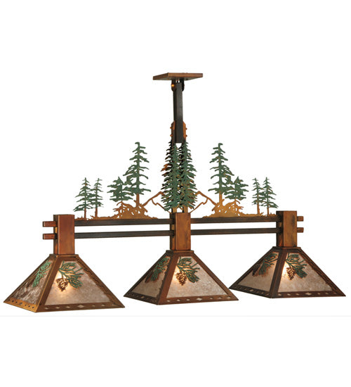 45"L Winter Pine Tall Pines 3 Lt Island Pendant