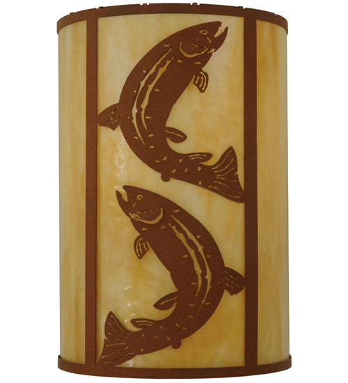 12" Wide Leaping Trout Vanity Light