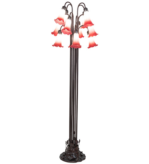 63" High Pink Tiffany Pond Lily 12 Light Floor Lamp