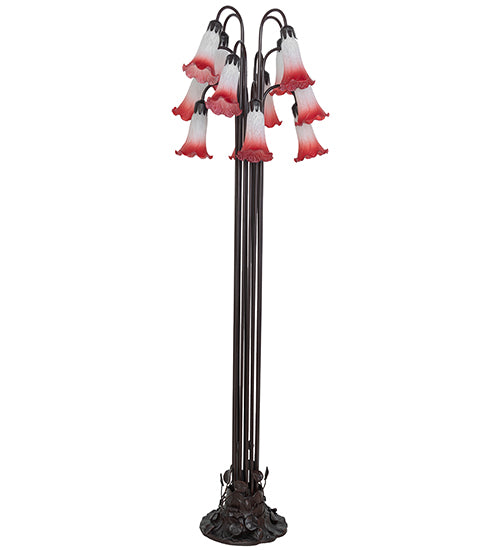 63" High Pink Tiffany Pond Lily 12 Light Floor Lamp