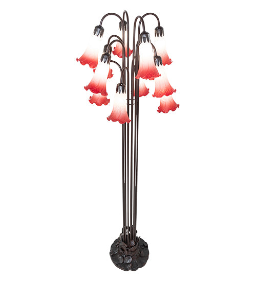 63" High Pink Tiffany Pond Lily 12 Light Floor Lamp