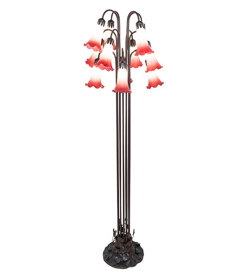 63" High Pink Tiffany Pond Lily 12 Light Floor Lamp