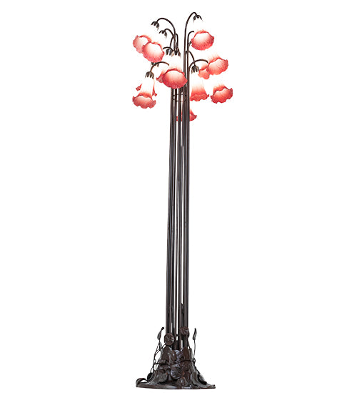 63" High Pink Tiffany Pond Lily 12 Light Floor Lamp