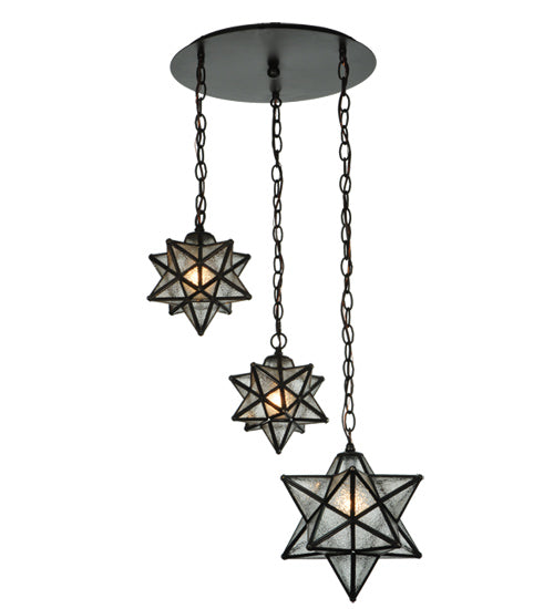 21" Wide Moravian Star 3 Light Cascading Pendant