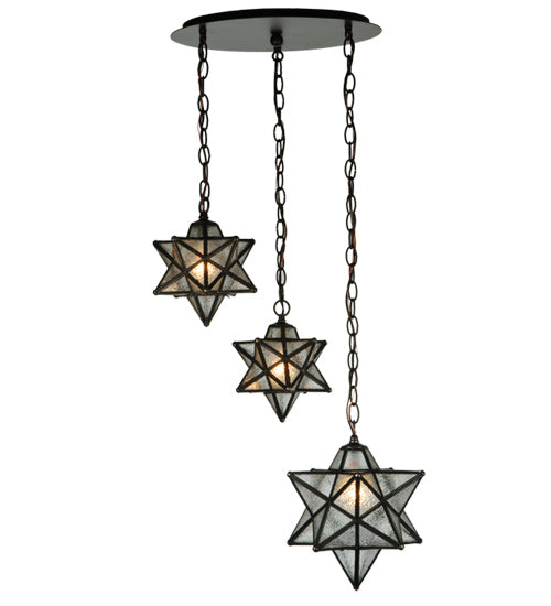 21" Wide Moravian Star 3 Light Cascading Pendant